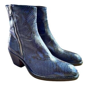 🌹LA BOTTEGA DI LISA Navy & Black Snakeskin Zip Boots🌹
